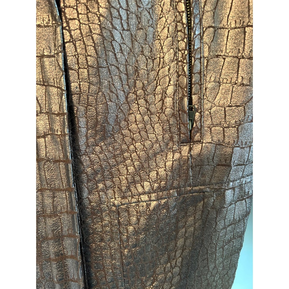 Birch Hill Faux Alligator Skin Jacket Size PS Petite Small Brown - Picture 3 of 4